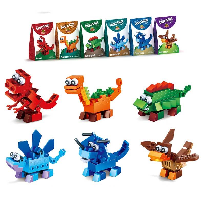 Cartoon Dinosaur Blocks Set