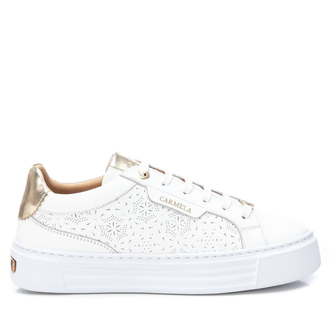 Carmela Openwork White Leather Trainers