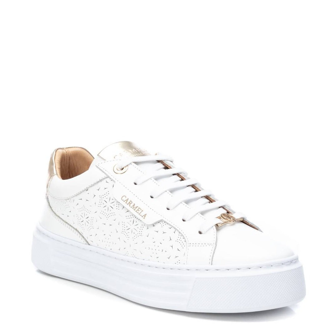 Carmela Openwork White Leather Trainers