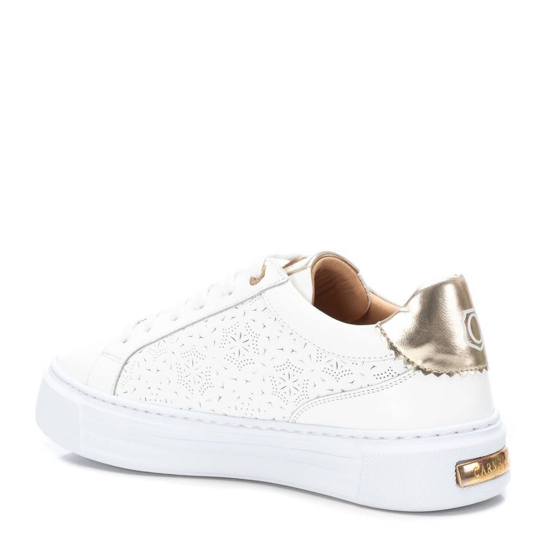 Carmela Openwork White Leather Trainers