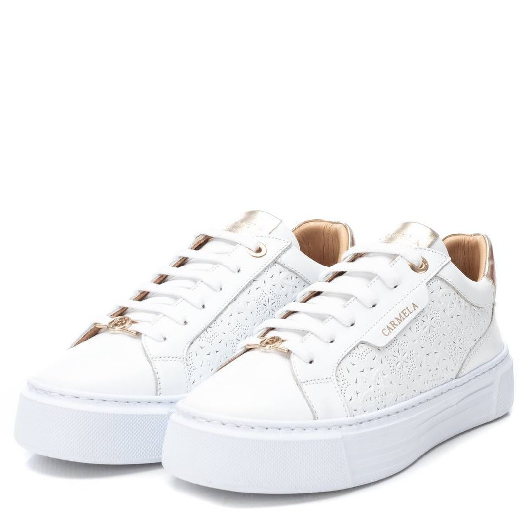 Carmela Openwork White Leather Trainers