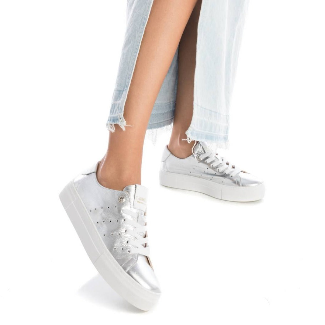Carmela Silver Leather Trainers
