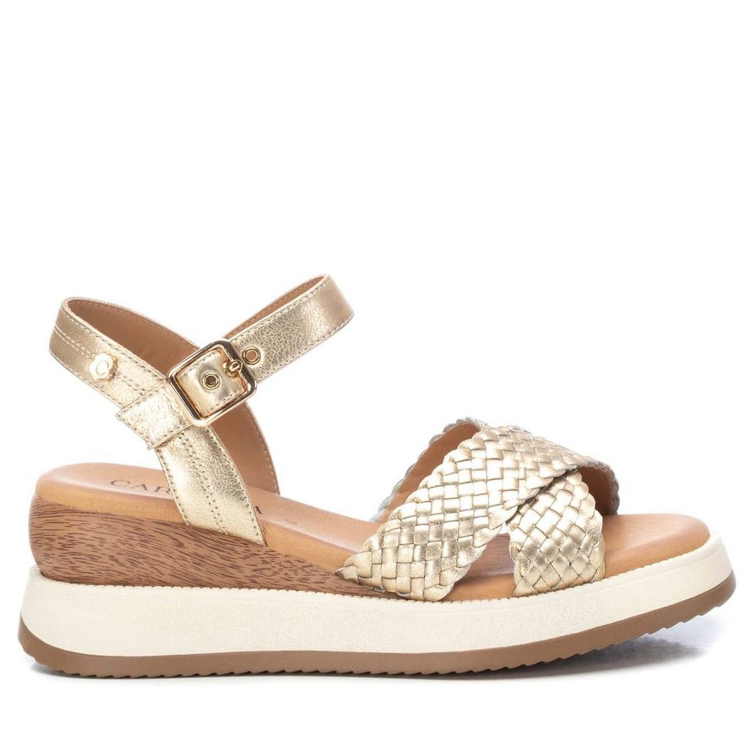 Carmela Crossover Leather Wedge Sandals