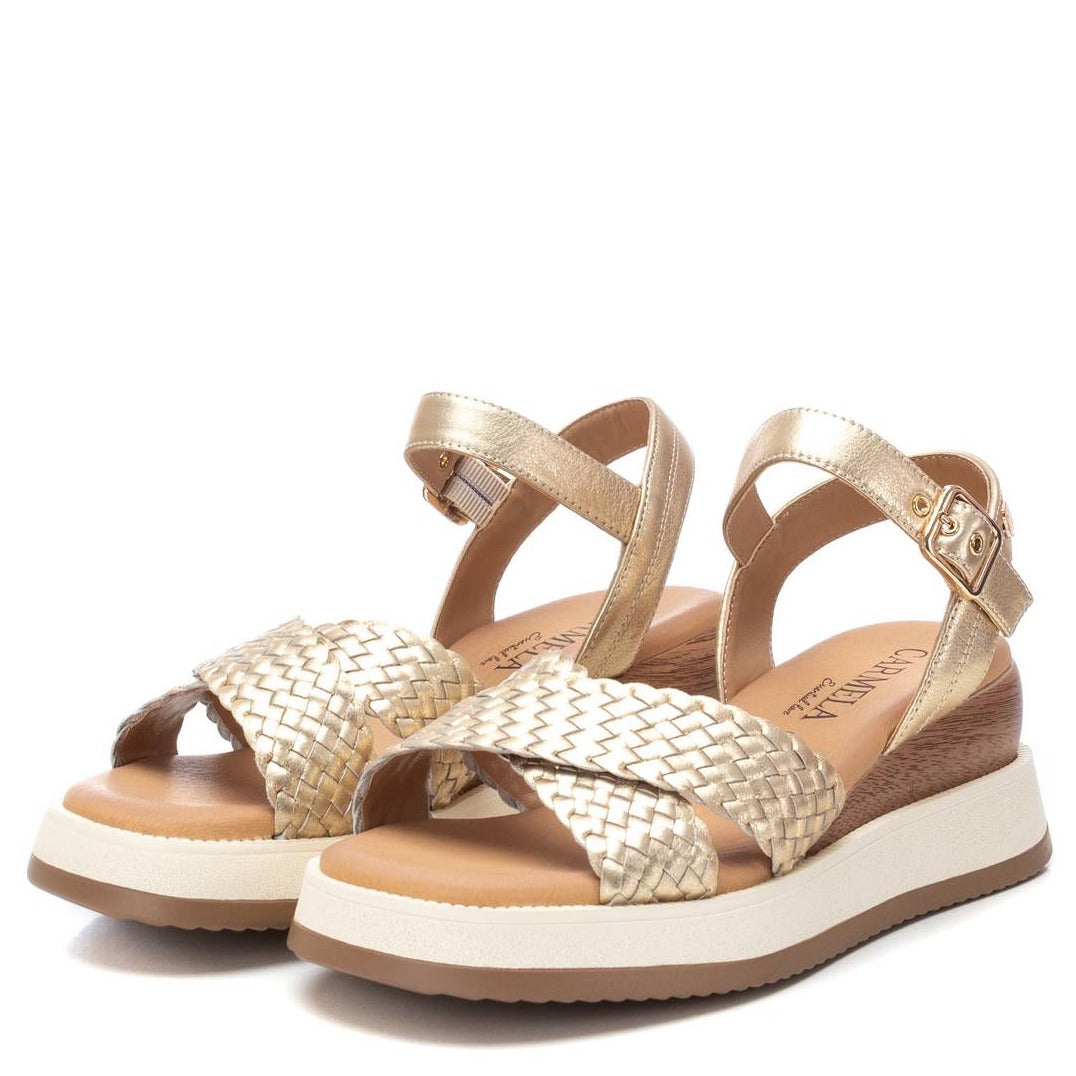 Carmela Crossover Leather Wedge Sandals