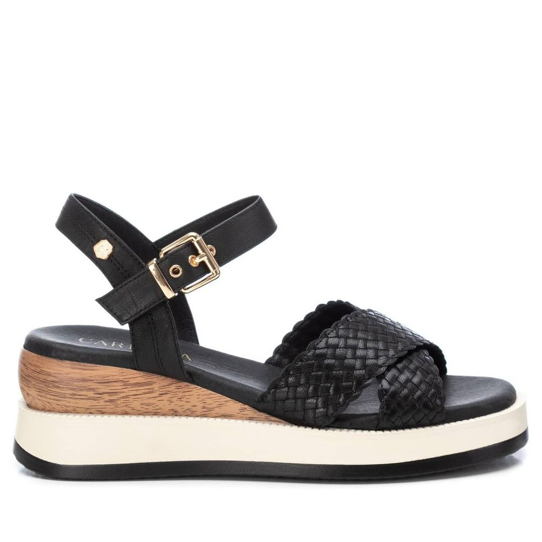 Carmela Crossover Leather Wedge Sandals
