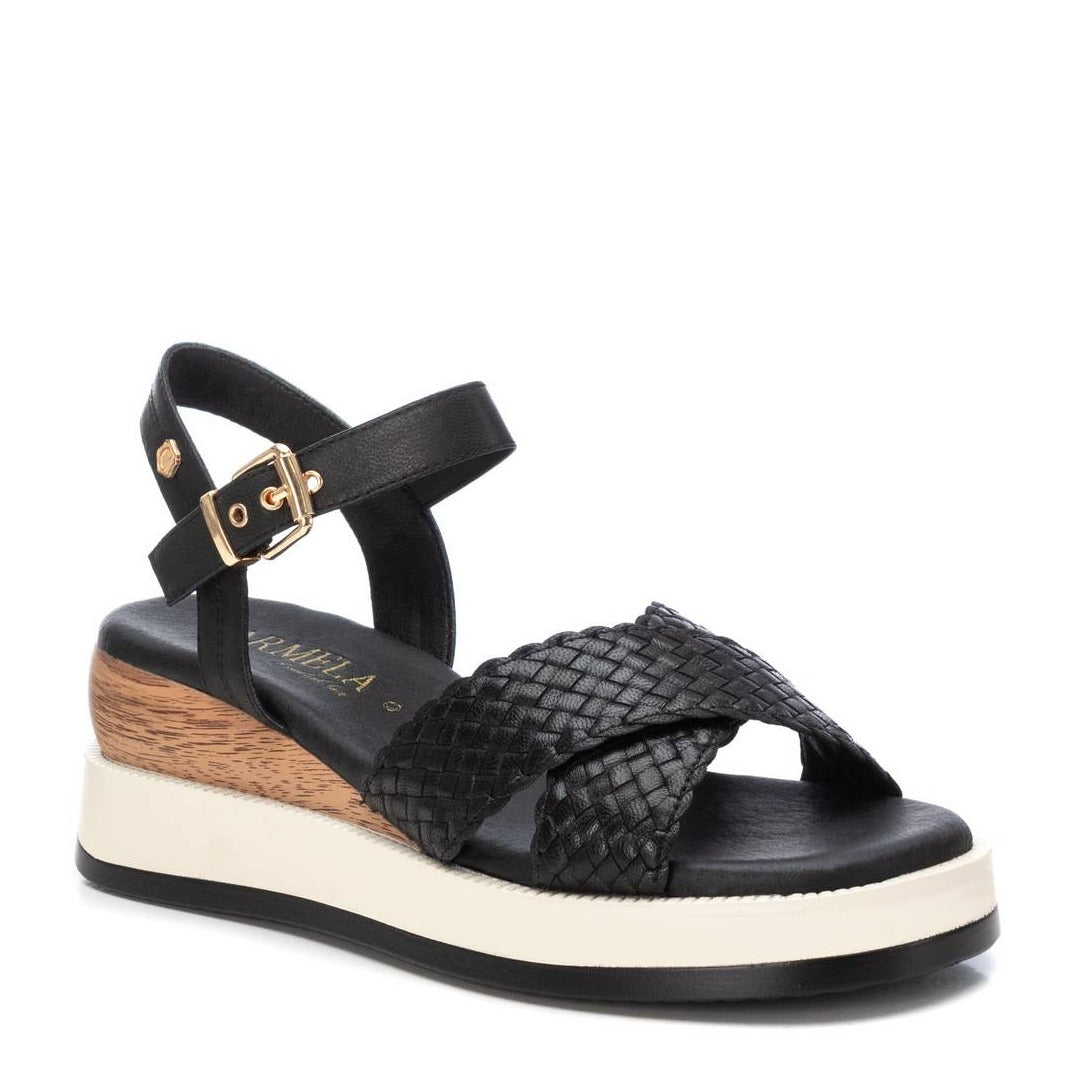 Crossover Leather Wedge Sandals