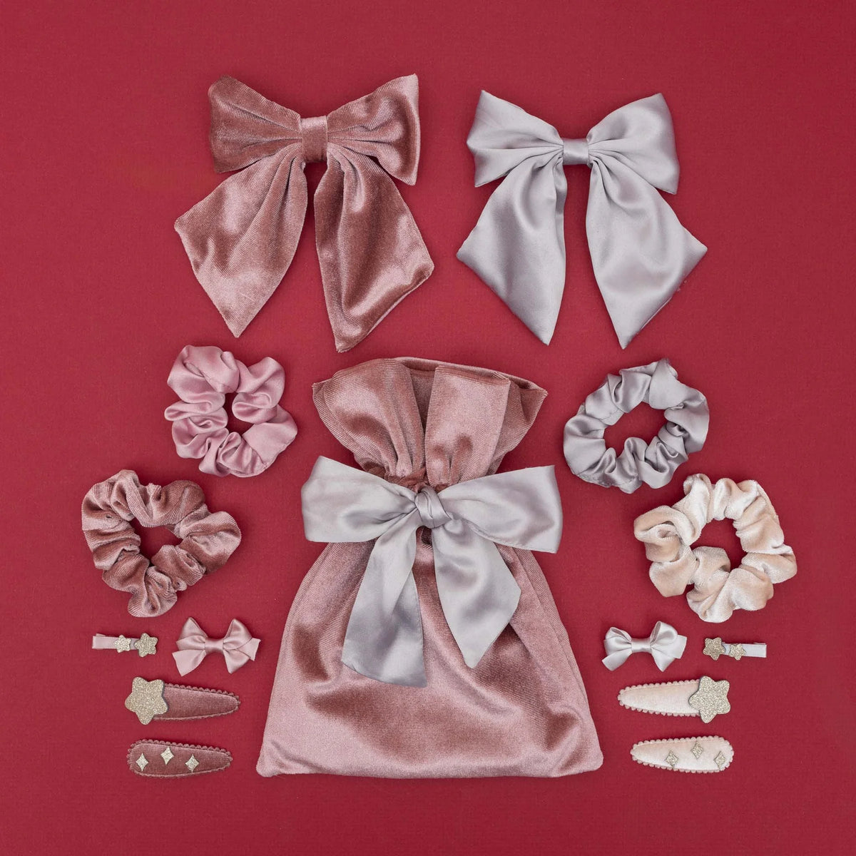Mimi & Lula Pink Velvet Hair Accessories Gift Pouch