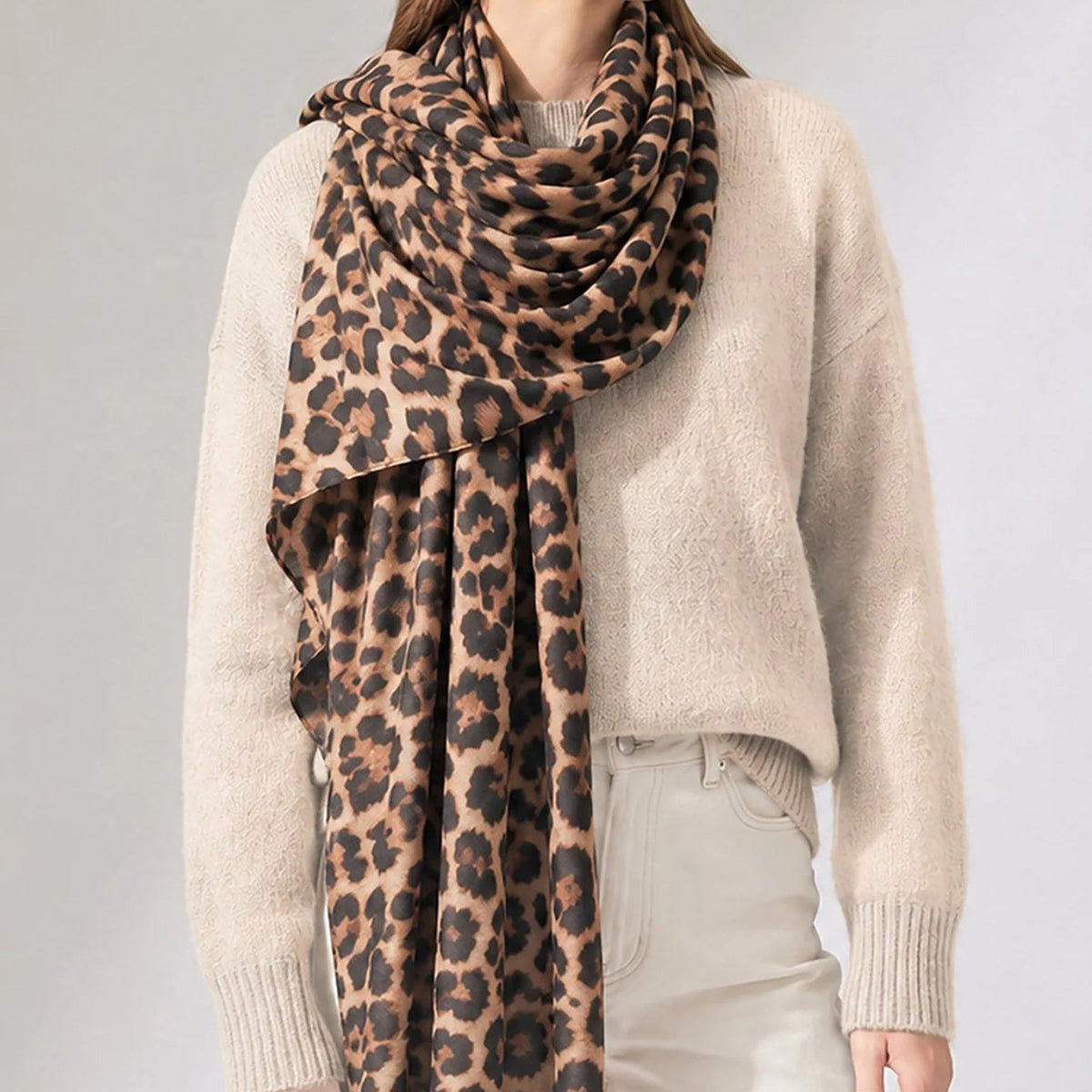 Large Leopard Print Lightweight Scarf