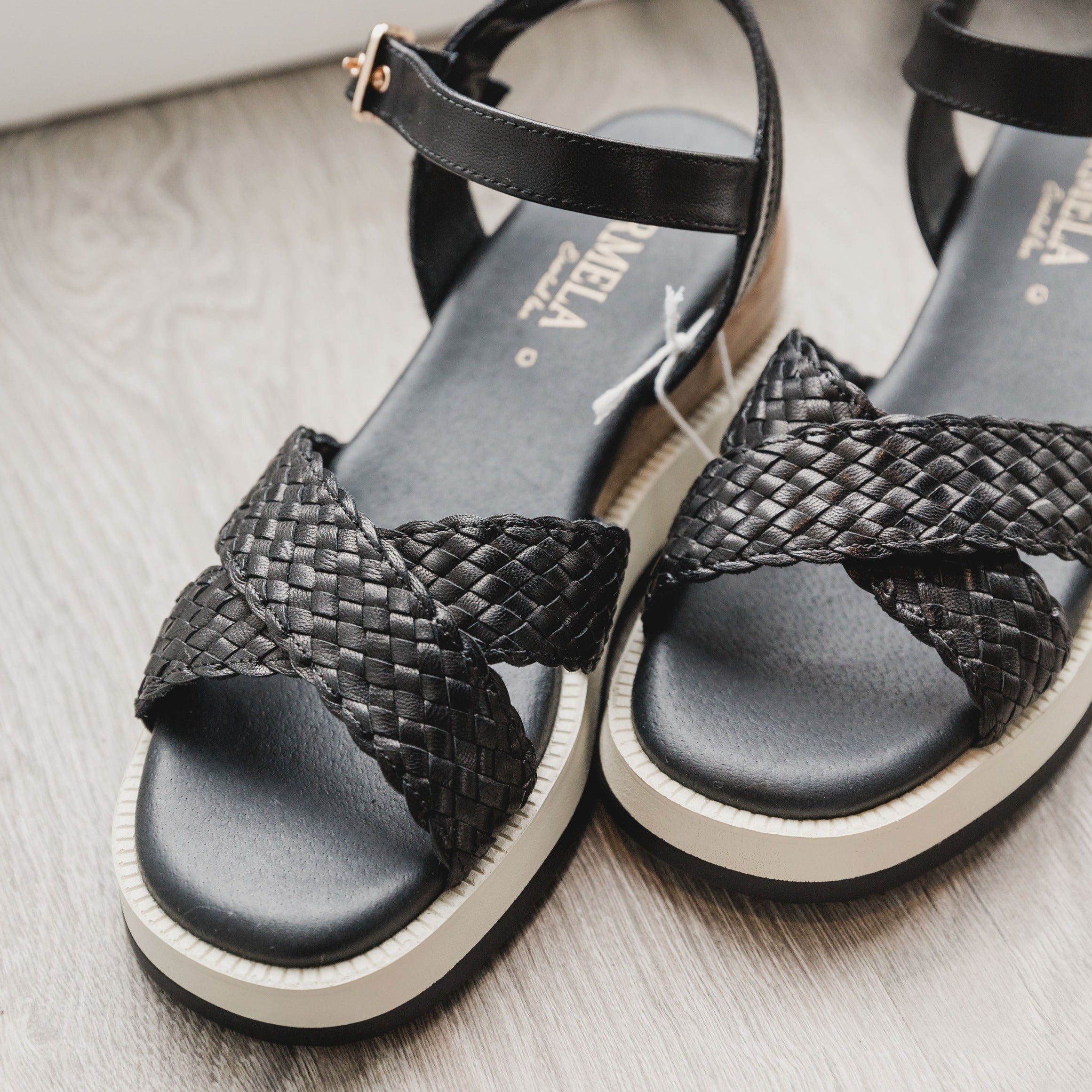Carmela Crossover Leather Wedge Sandals