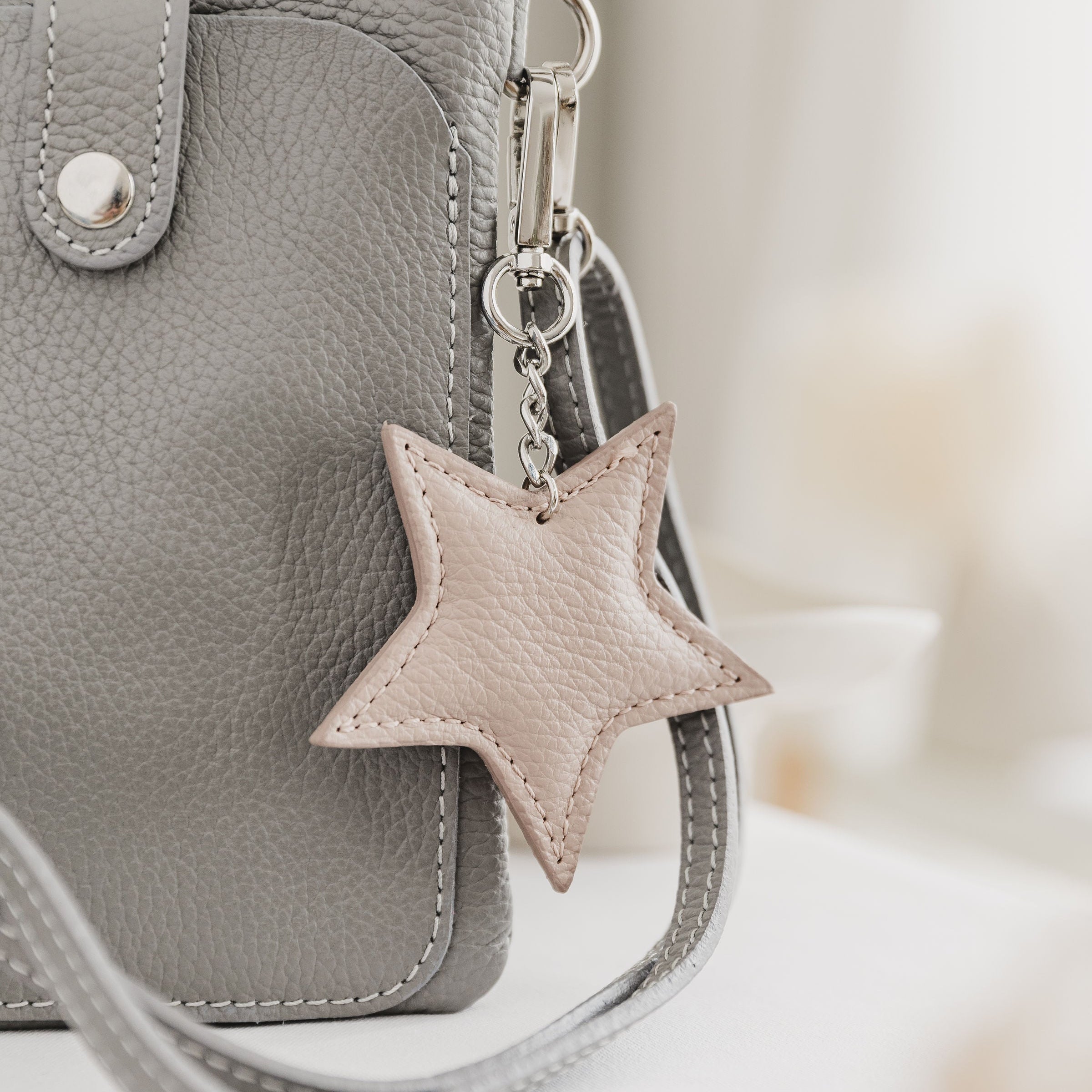Leather Star Keyring Charm