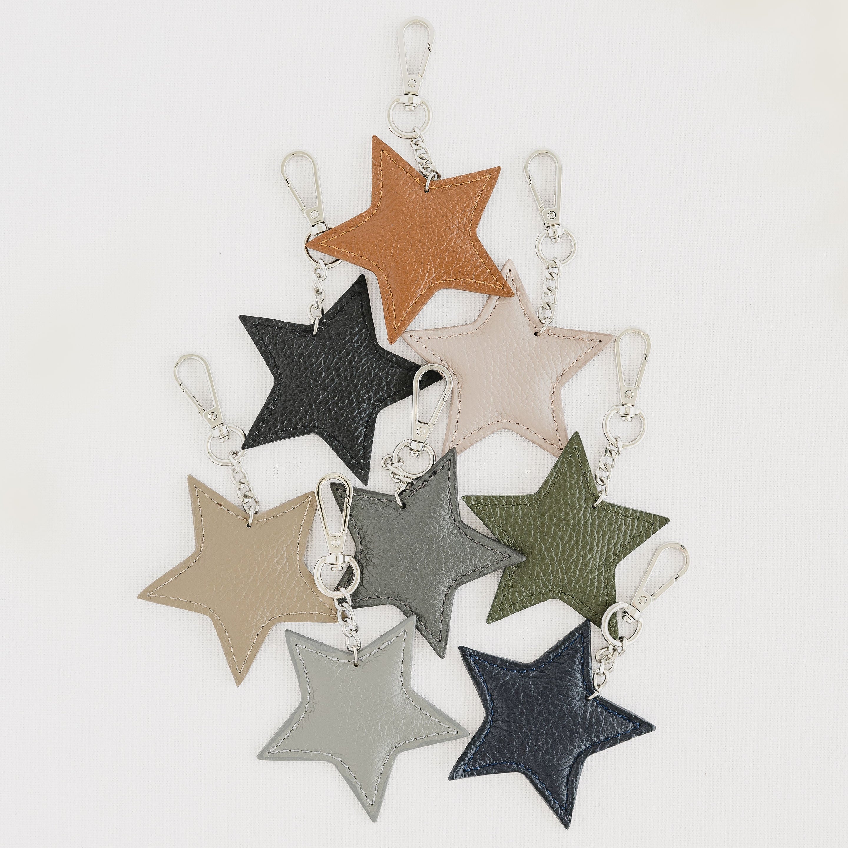 Leather Star Keyring Charm