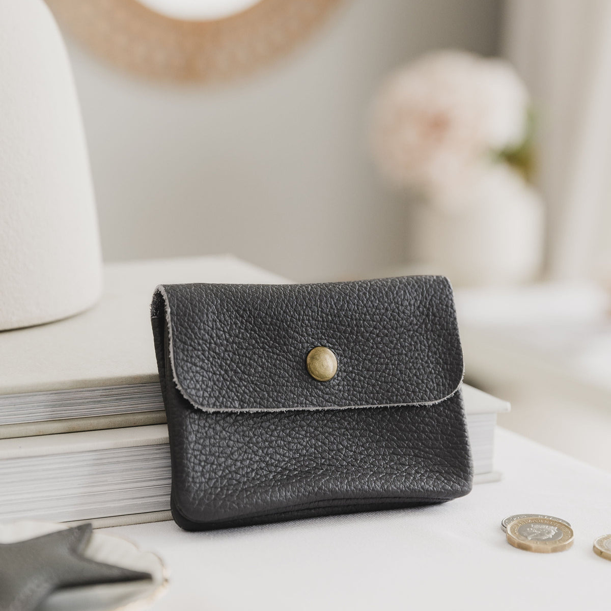 The Florence Small Leather Button Purse