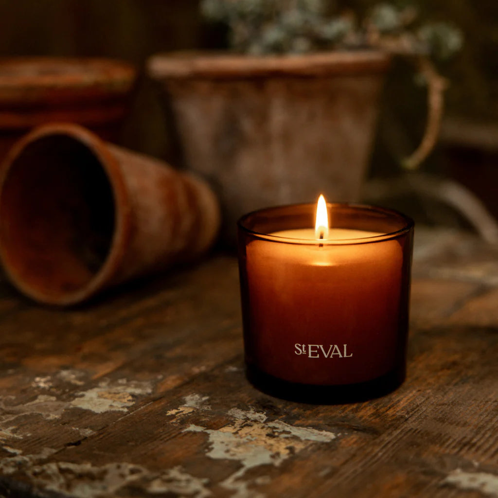 St Eval Amber Glass Candle