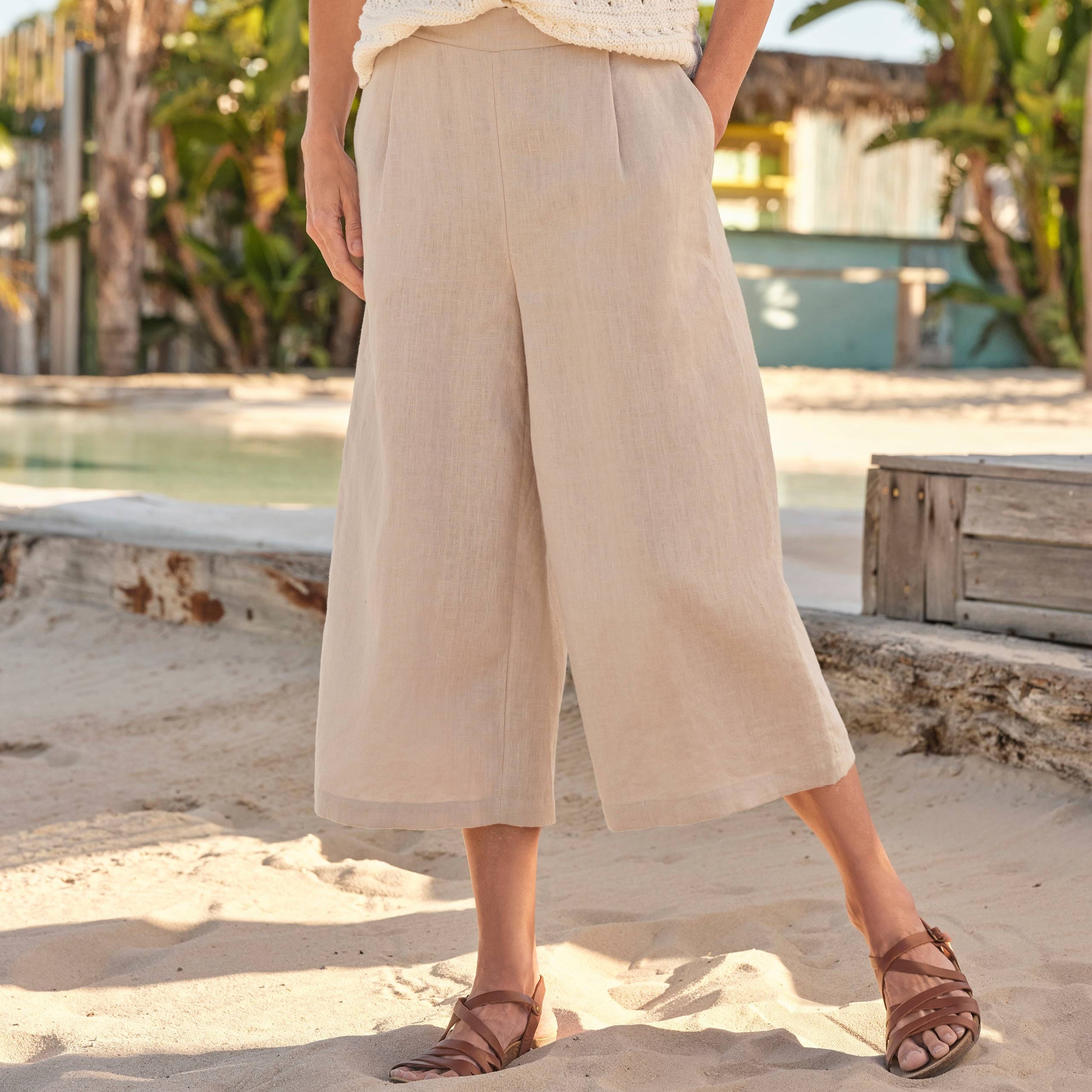 Woolovers - Elastic Back Linen Culottes