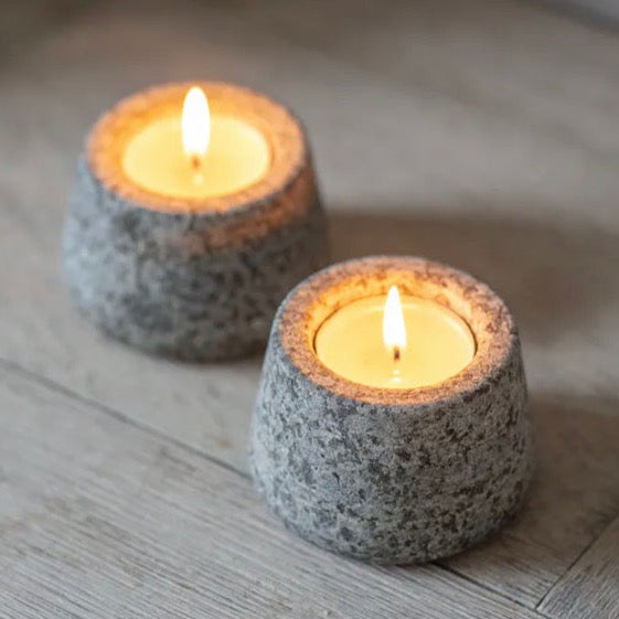 Granite Tealight Holders - Set Of Two