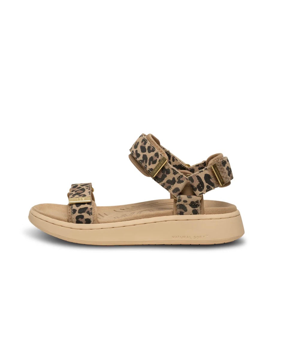 Woden Leopard Line Suede Sandals