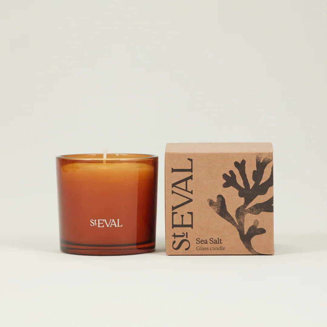 St Eval Amber Glass Candle