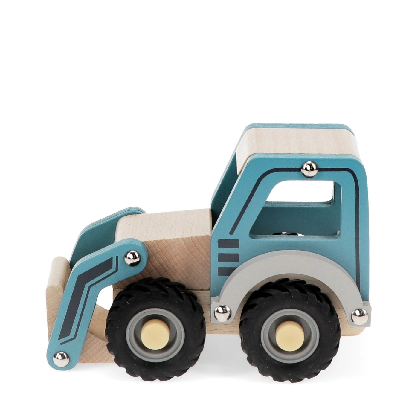 Wooden Push Along Toy - Blue Digger Truck