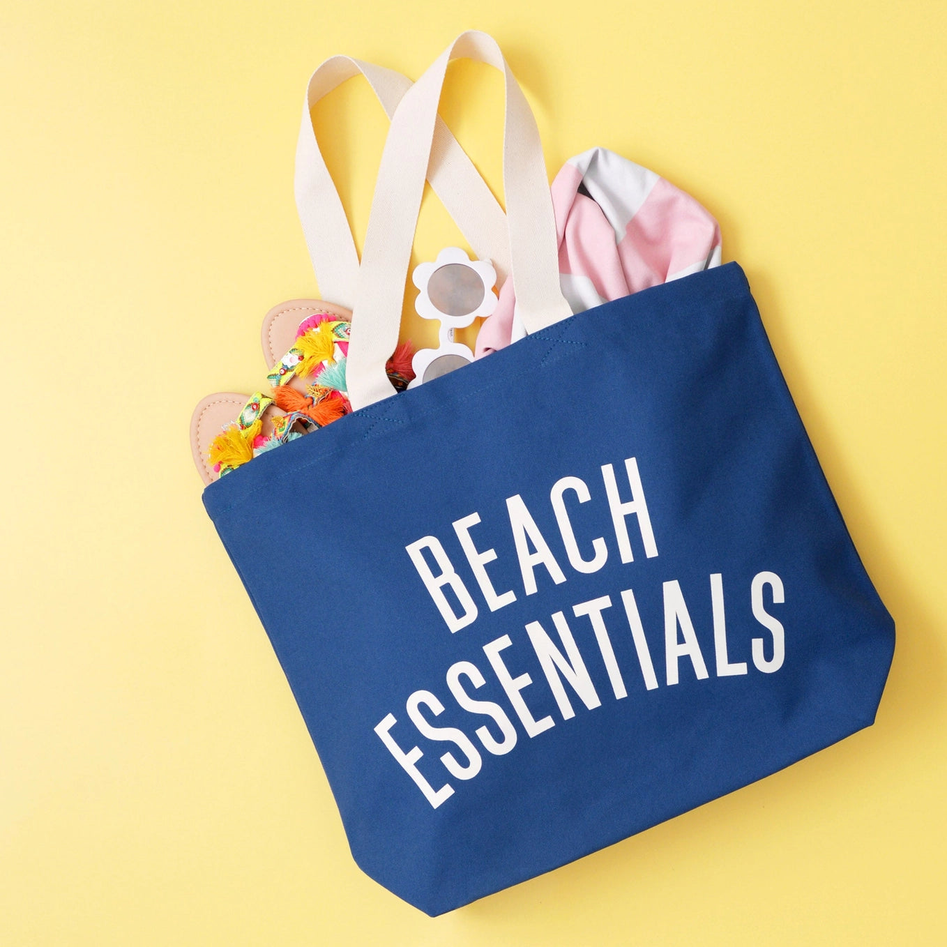 Beach Essentials Canvas Tote Bag