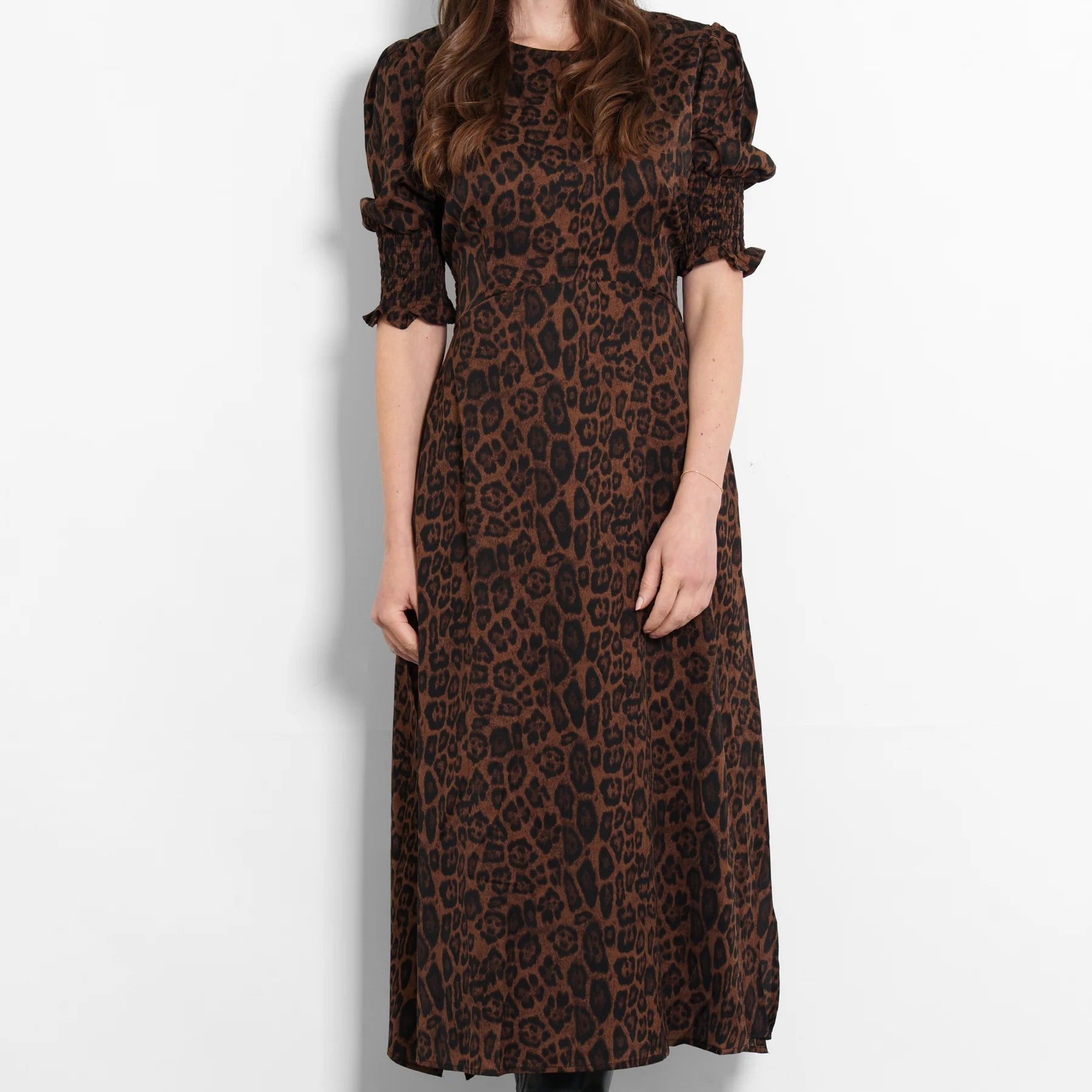 Hazel Leopard Print Midi Tea Dress