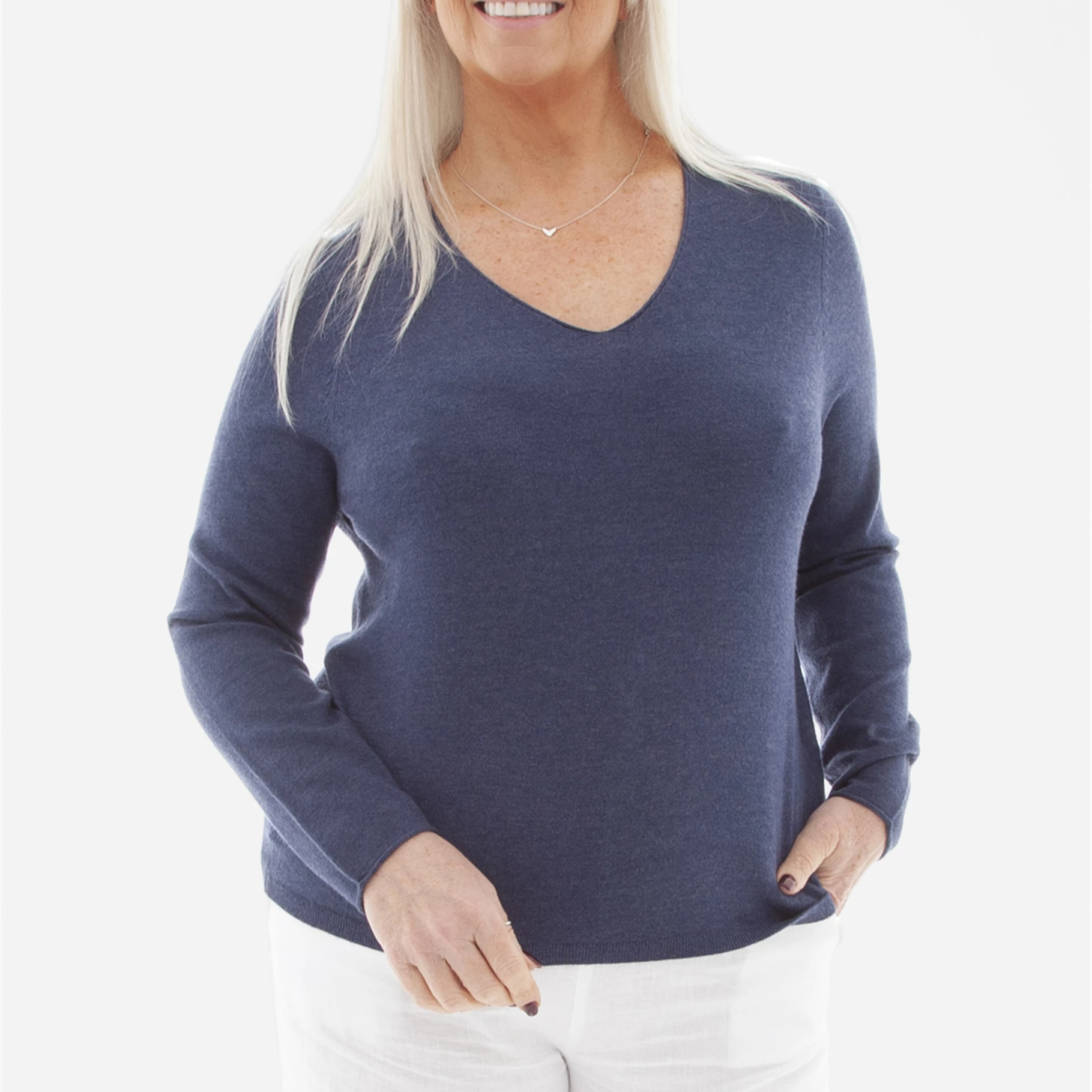 Fitted V Neck Jumper