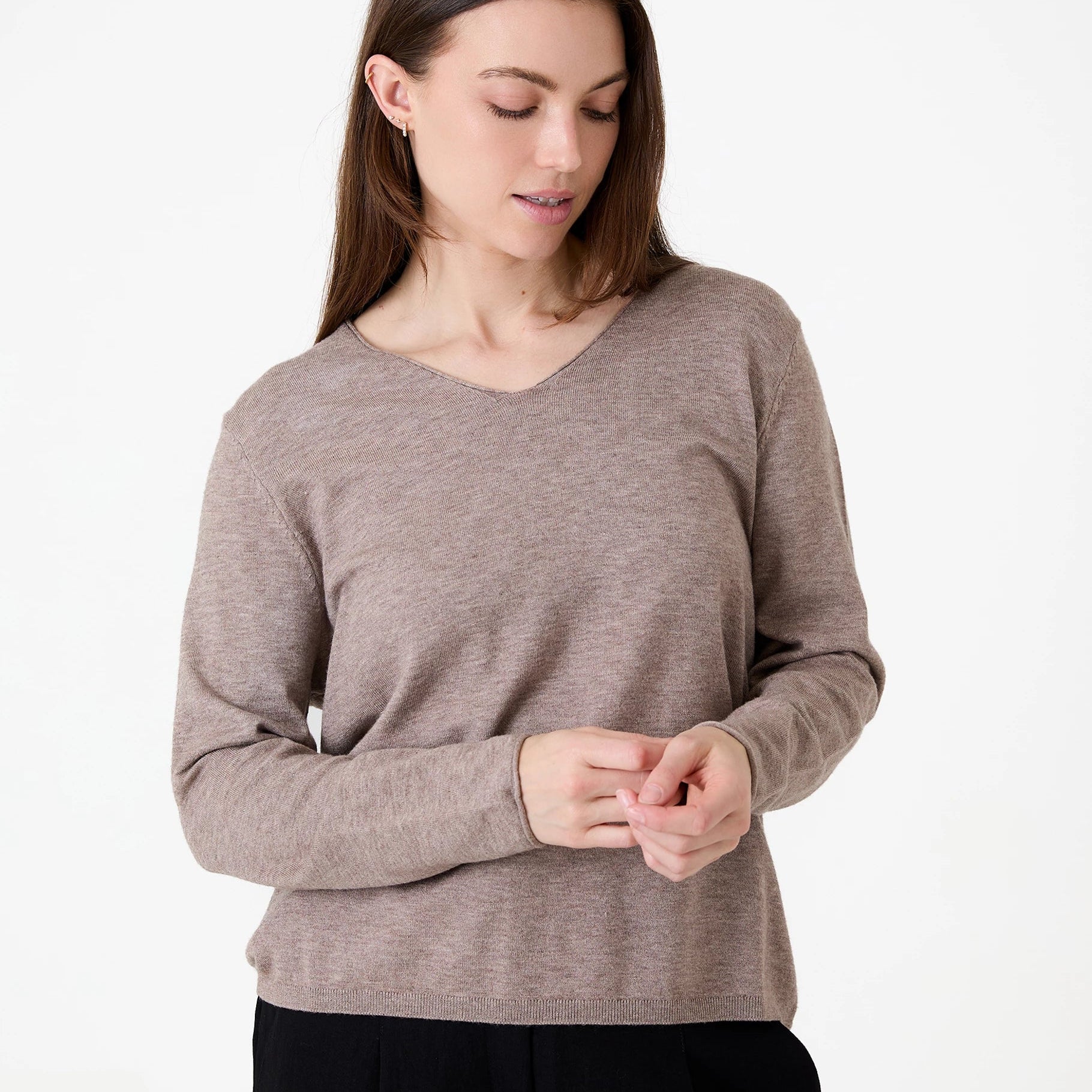 Cashmere Like Fitted V-Neck Jumper