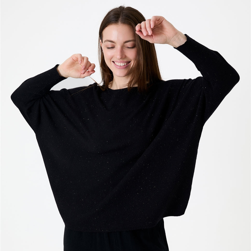 Cashmere Like Lurex Batwing Jumper