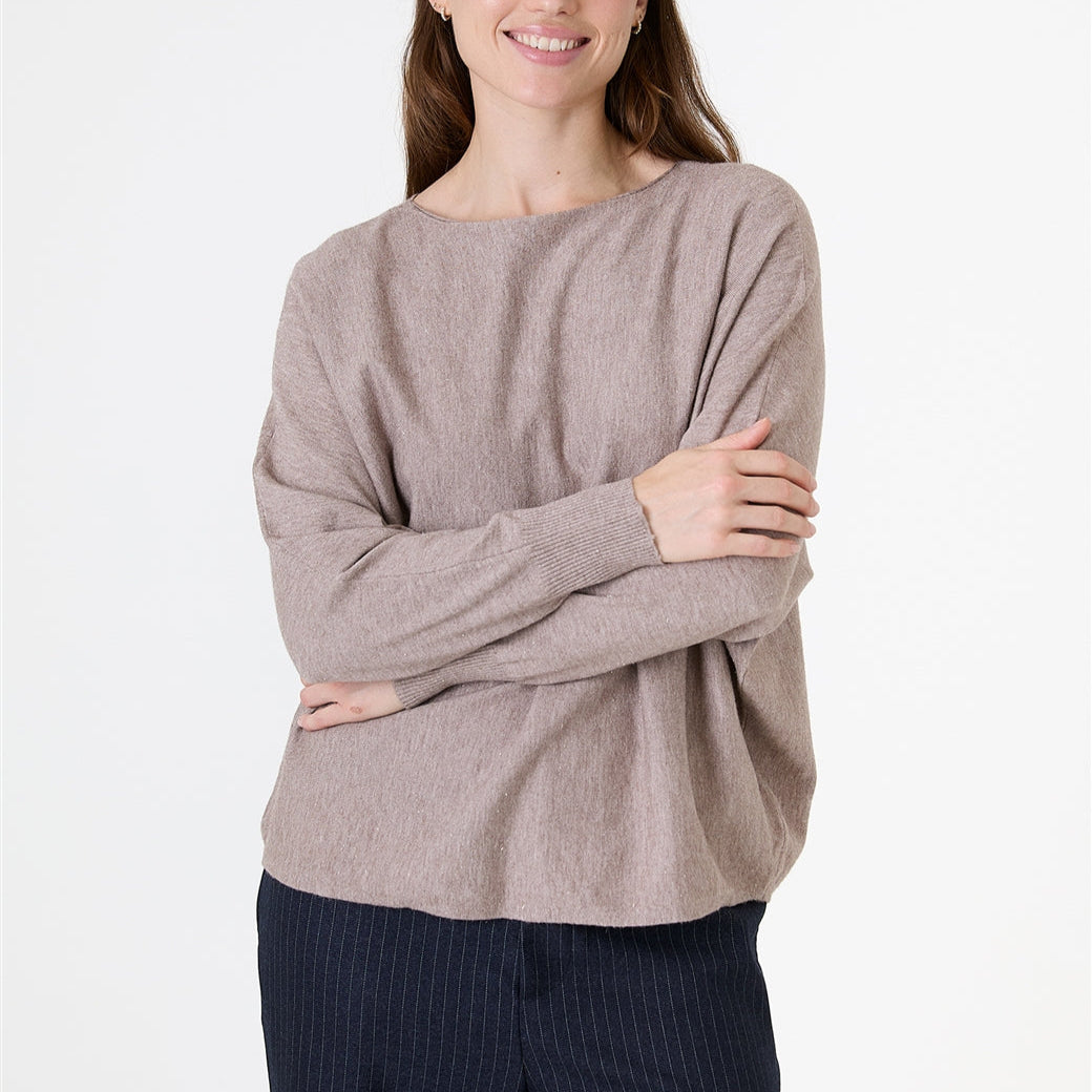 Cashmere Like Lurex Batwing Jumper