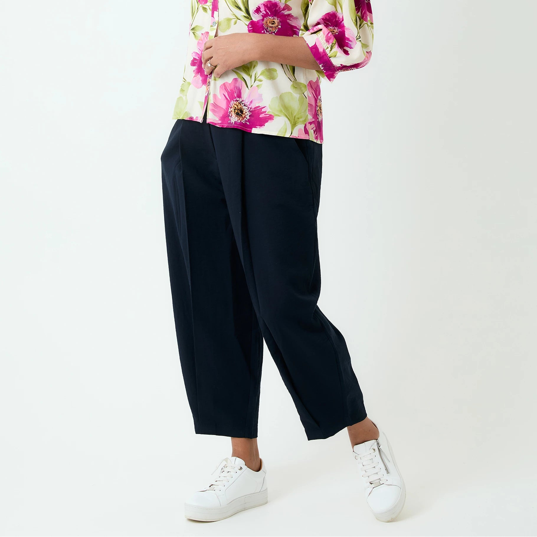 Twill Pleat Front Elastic Waist Trouser