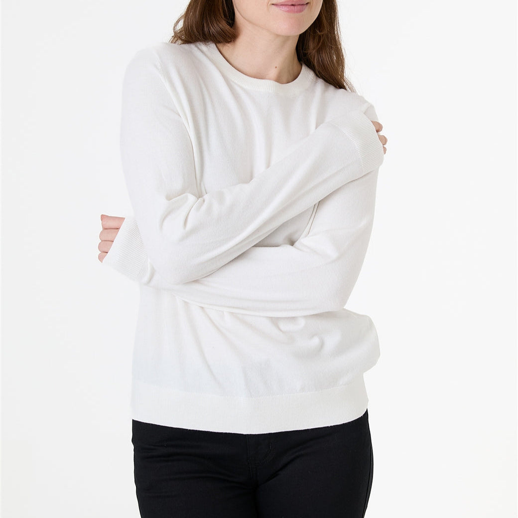 Cashmere Blend Crew Neck Long Sleeve Jumper