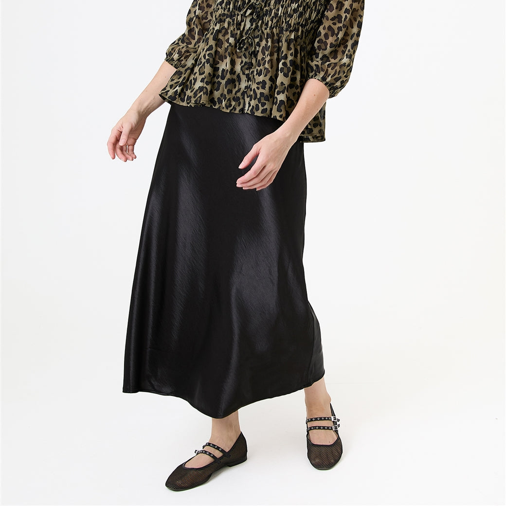 A-Line Bias Cut Satin Skirt