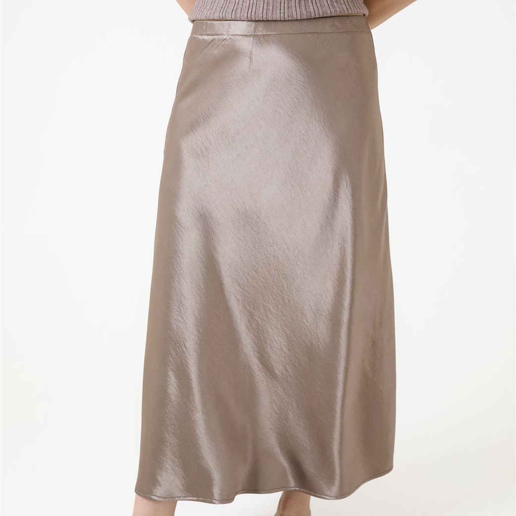 A-Line Bias Cut Satin Skirt