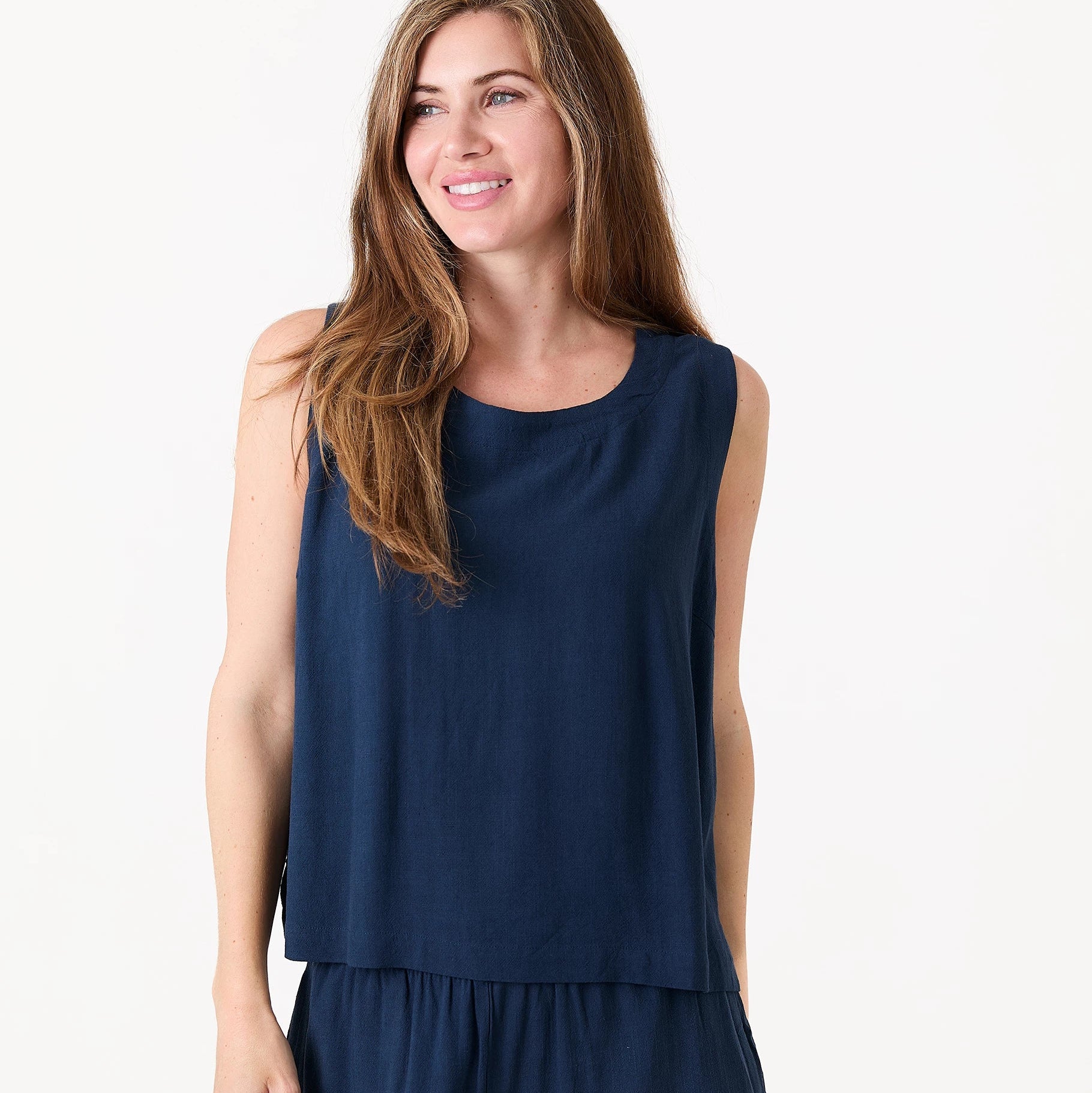 Linen Viscose Button Back Vest