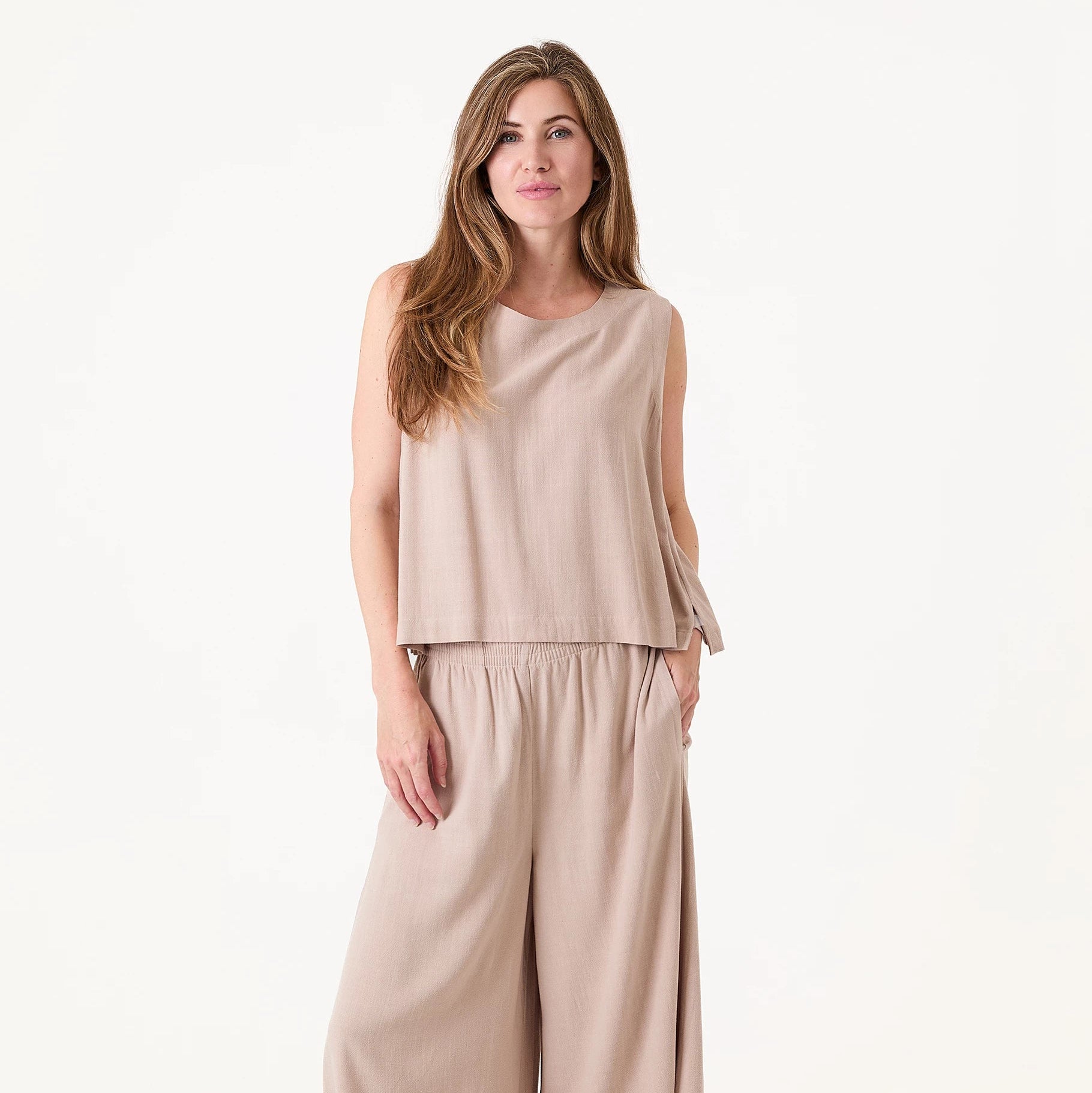 Linen Viscose Button Back Vest