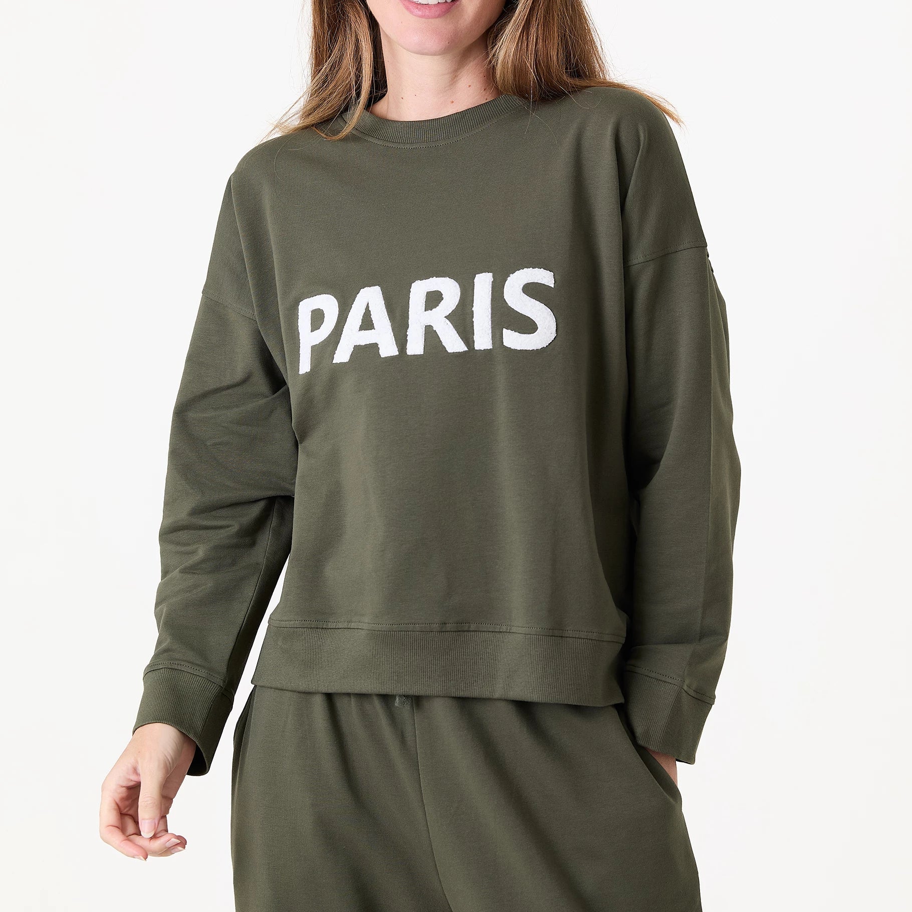 Paris Embroidery Crew Neck Sweatshirt