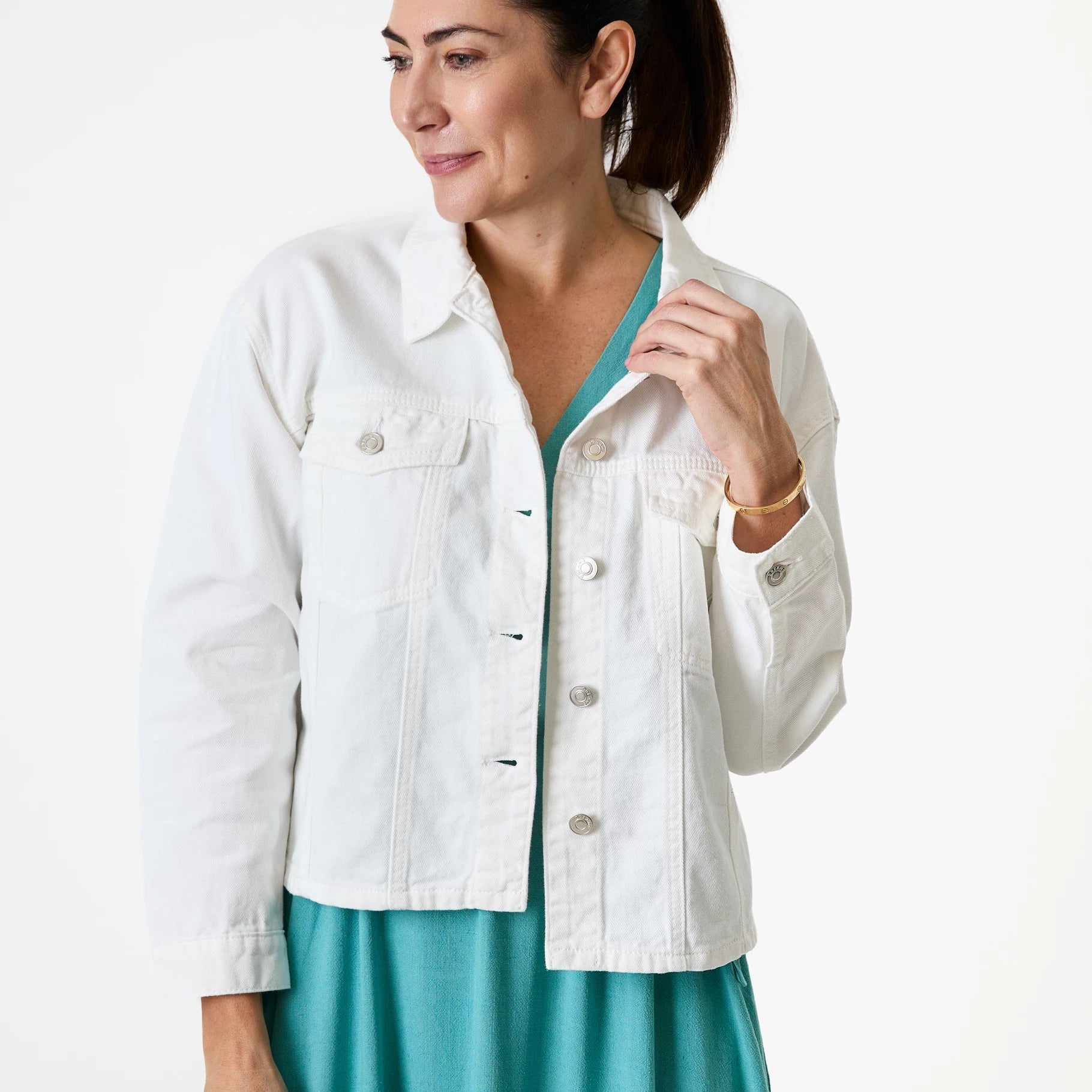 Cotton Twill Boxy Collar Jacket