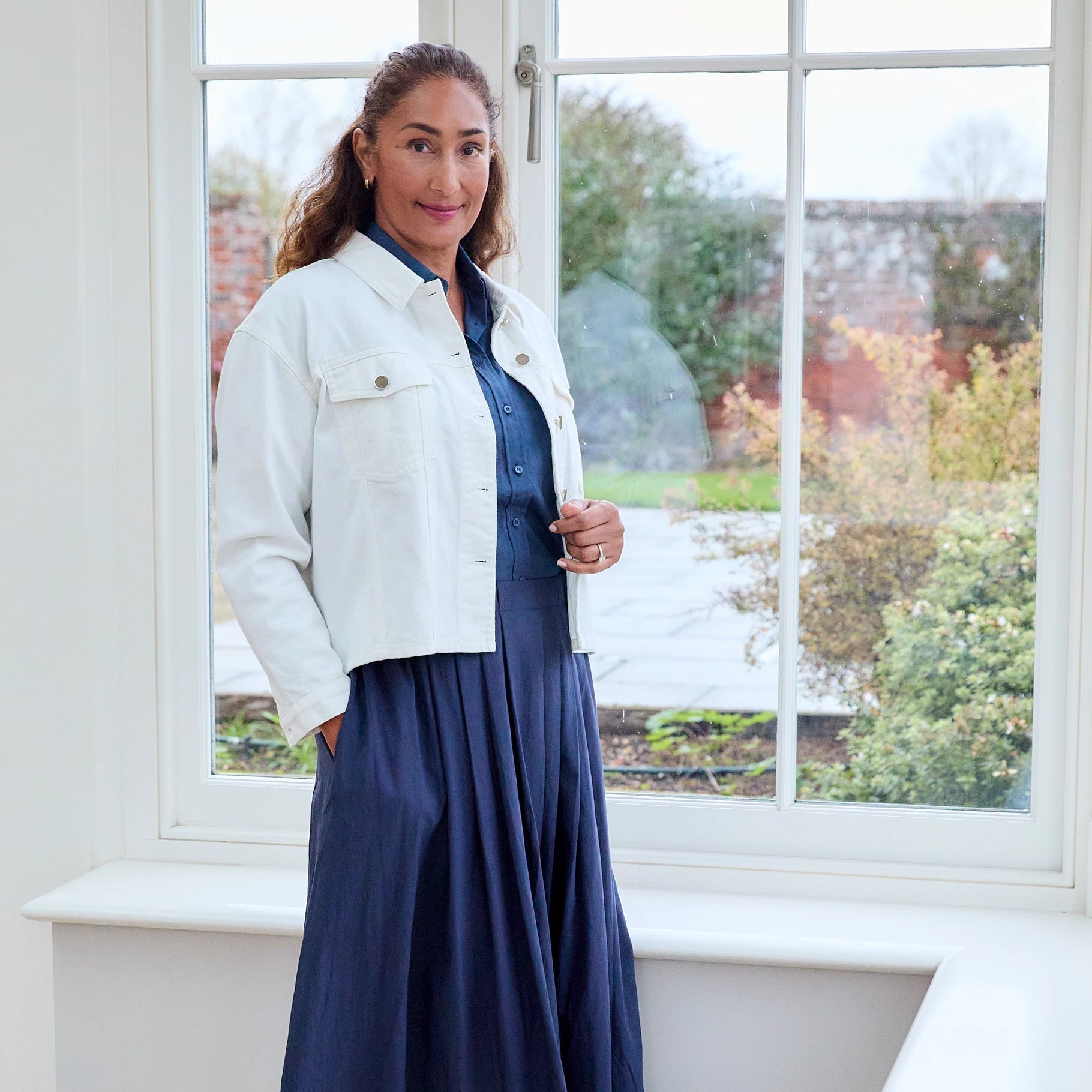 Cotton Twill Boxy Collar Jacket