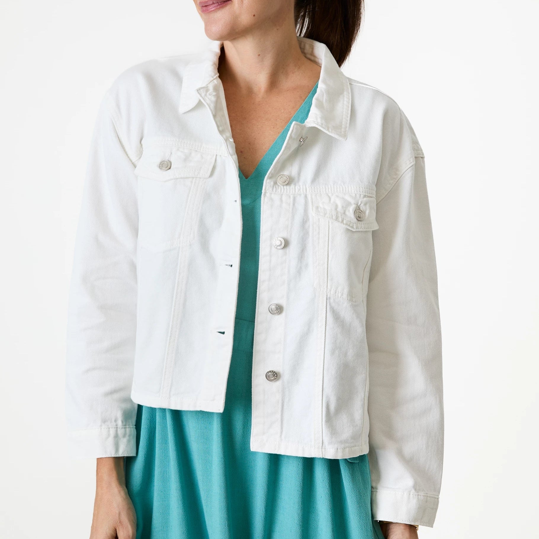 Cotton Twill Boxy Collar Jacket
