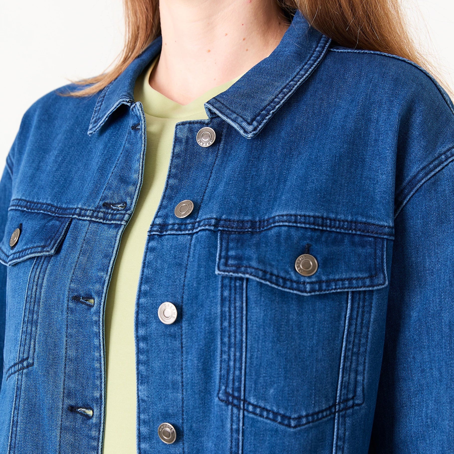 Denim Boxy Collar Jacket