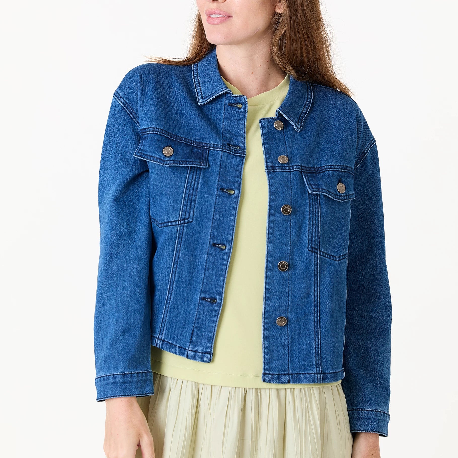Denim Boxy Collar Jacket