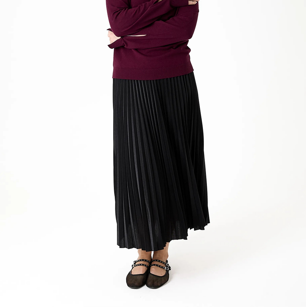 Pleated Sparkle Midi Skirt