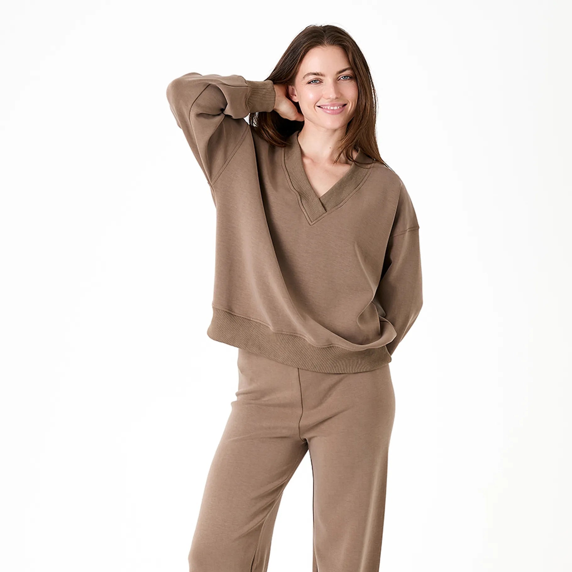Luxe Jersey V Neck Sweatshirt