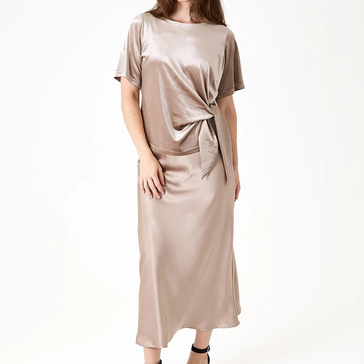 Velvet Side Tie Short Sleeve Top