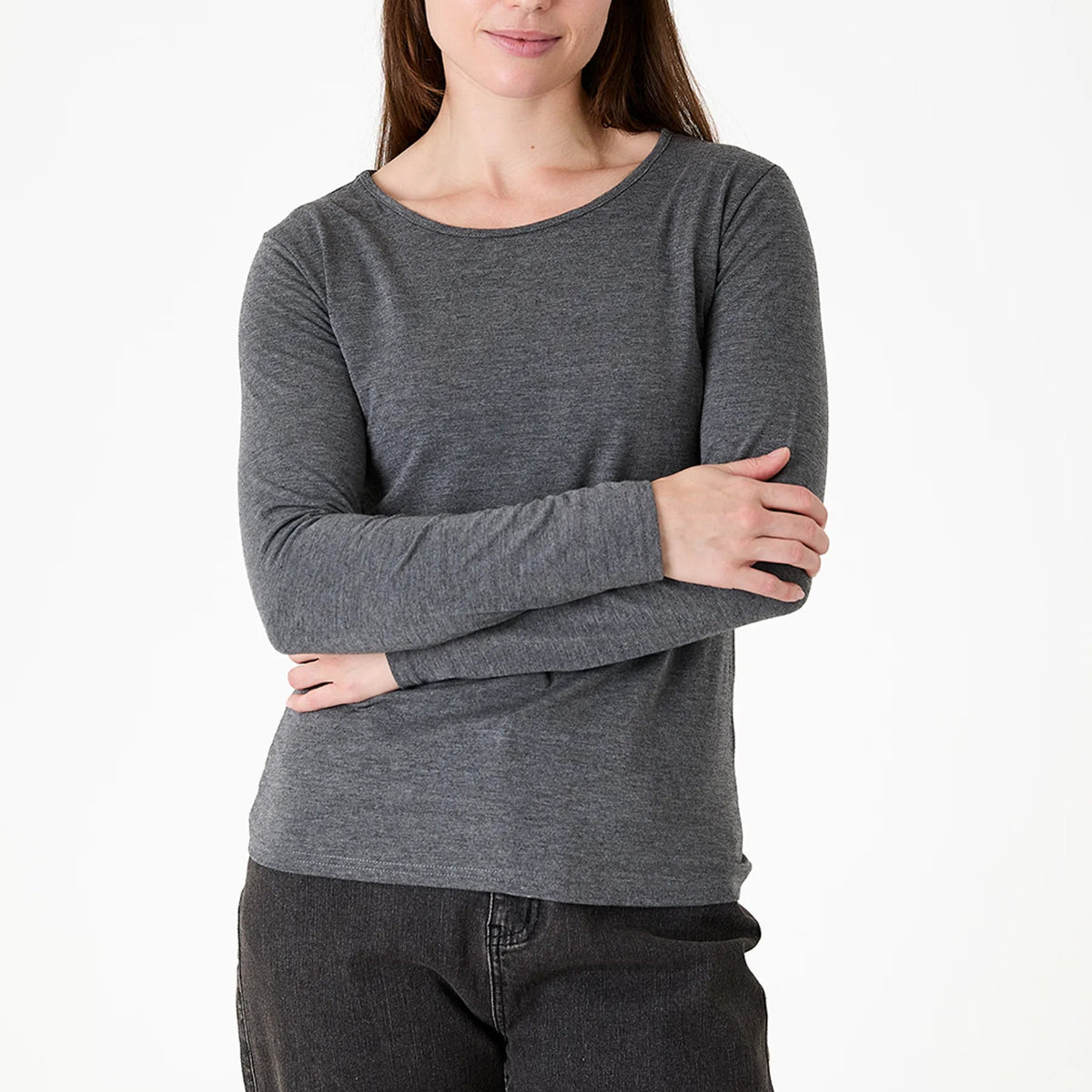 Long Sleeve Jersey Scoop Neck T-Shirt
