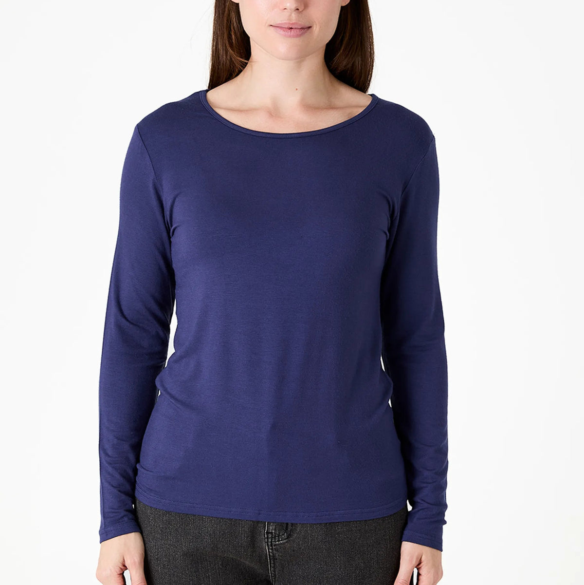 Long Sleeve Jersey Scoop Neck T-Shirt