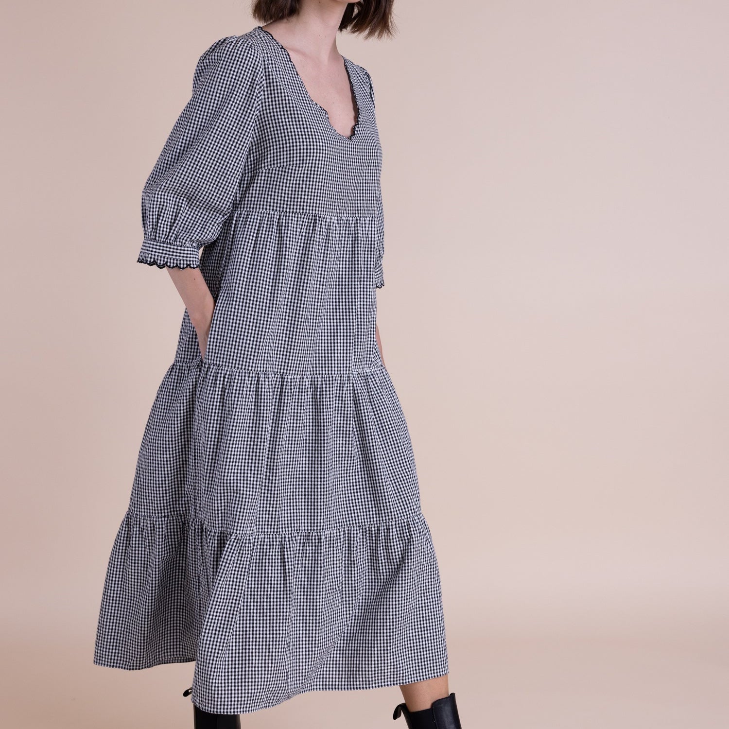 Cotton Tiered Midi Dress