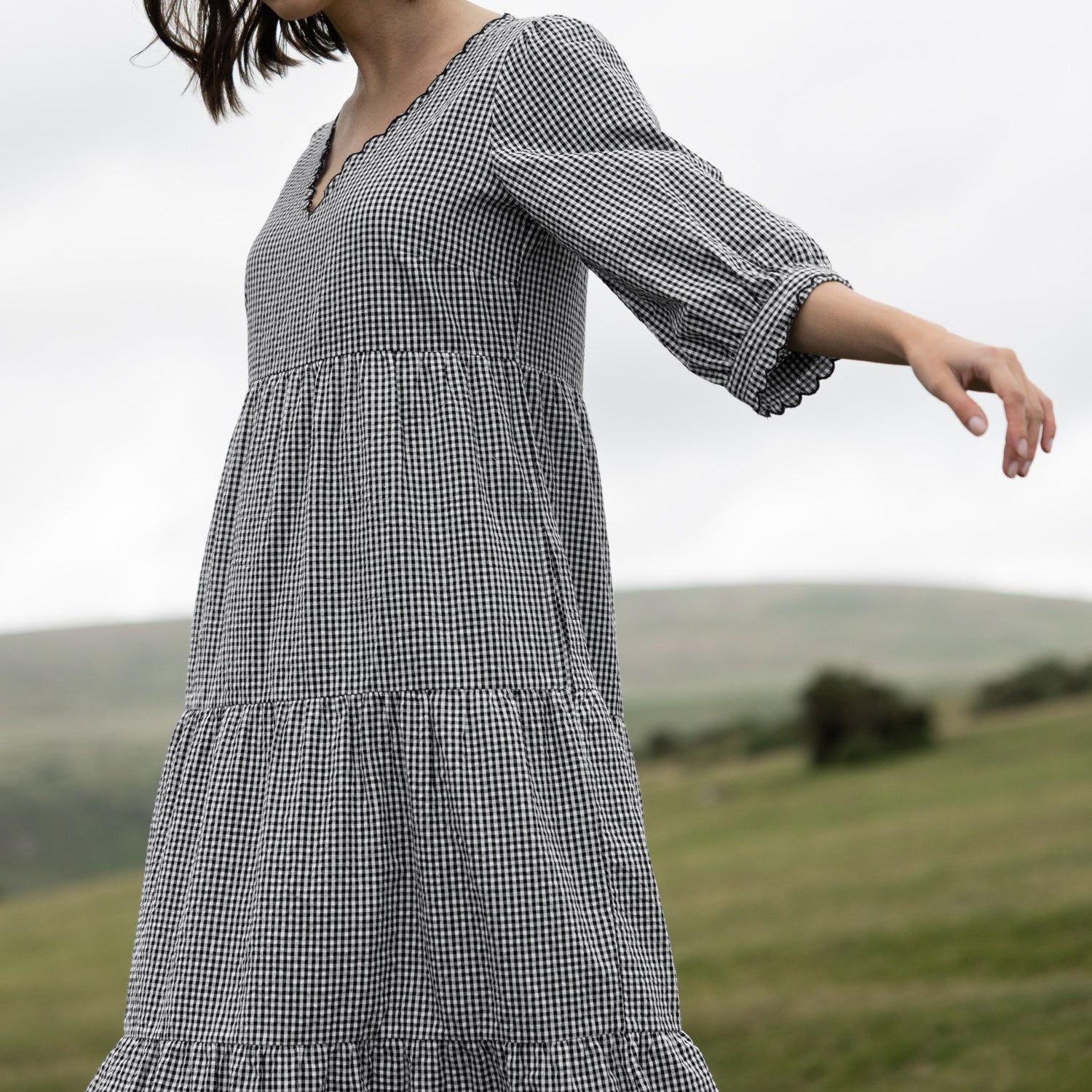 Cotton Tiered Midi Dress