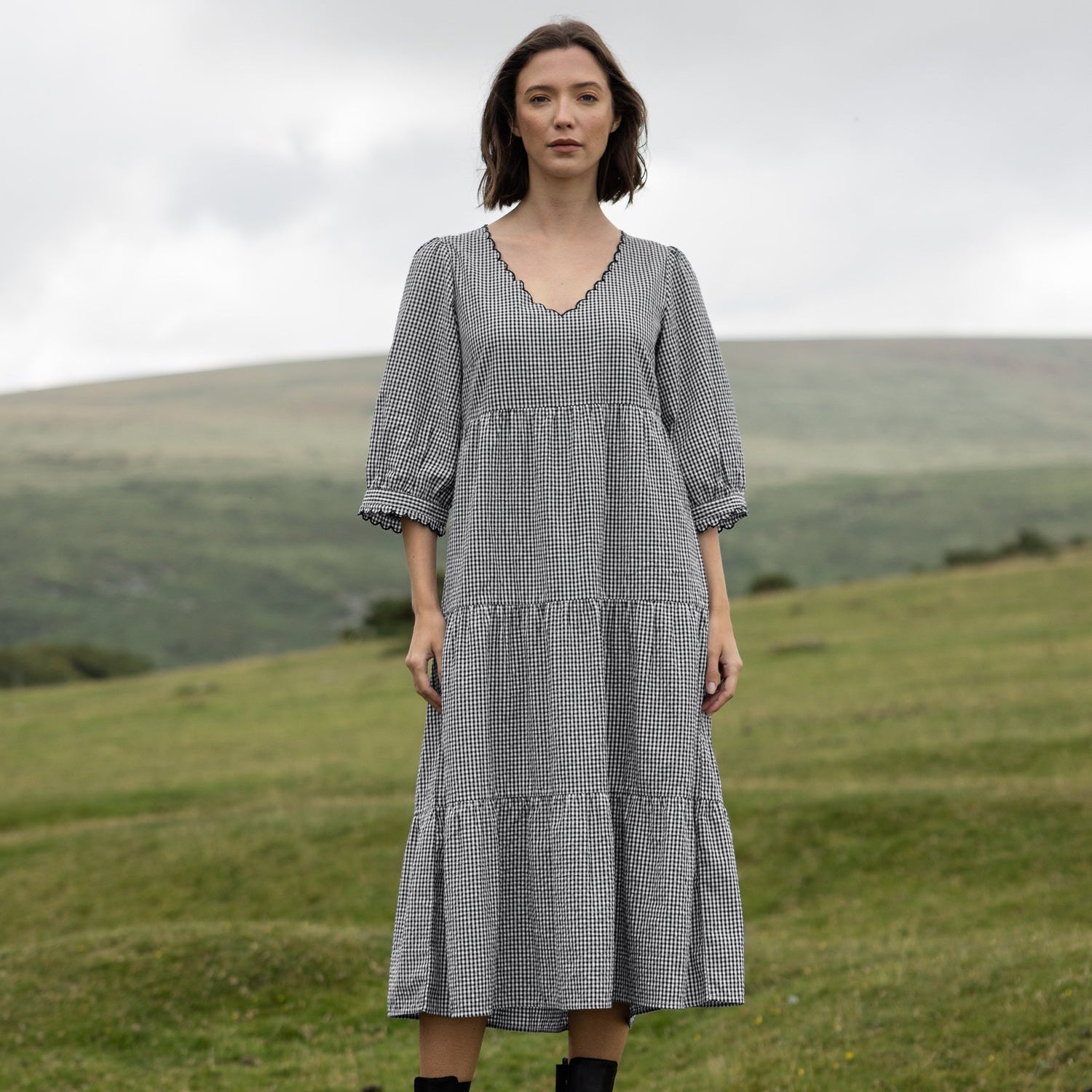 Cotton Tiered Midi Dress