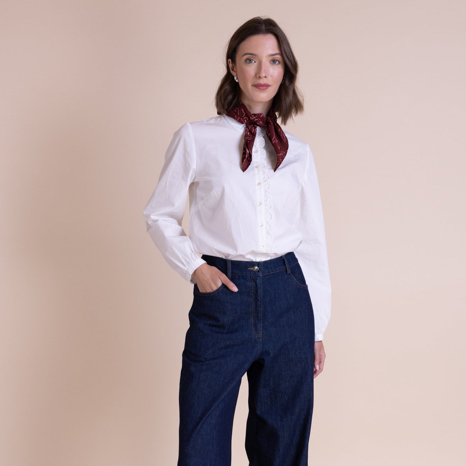 Cotton Scalloped Edge Shirt