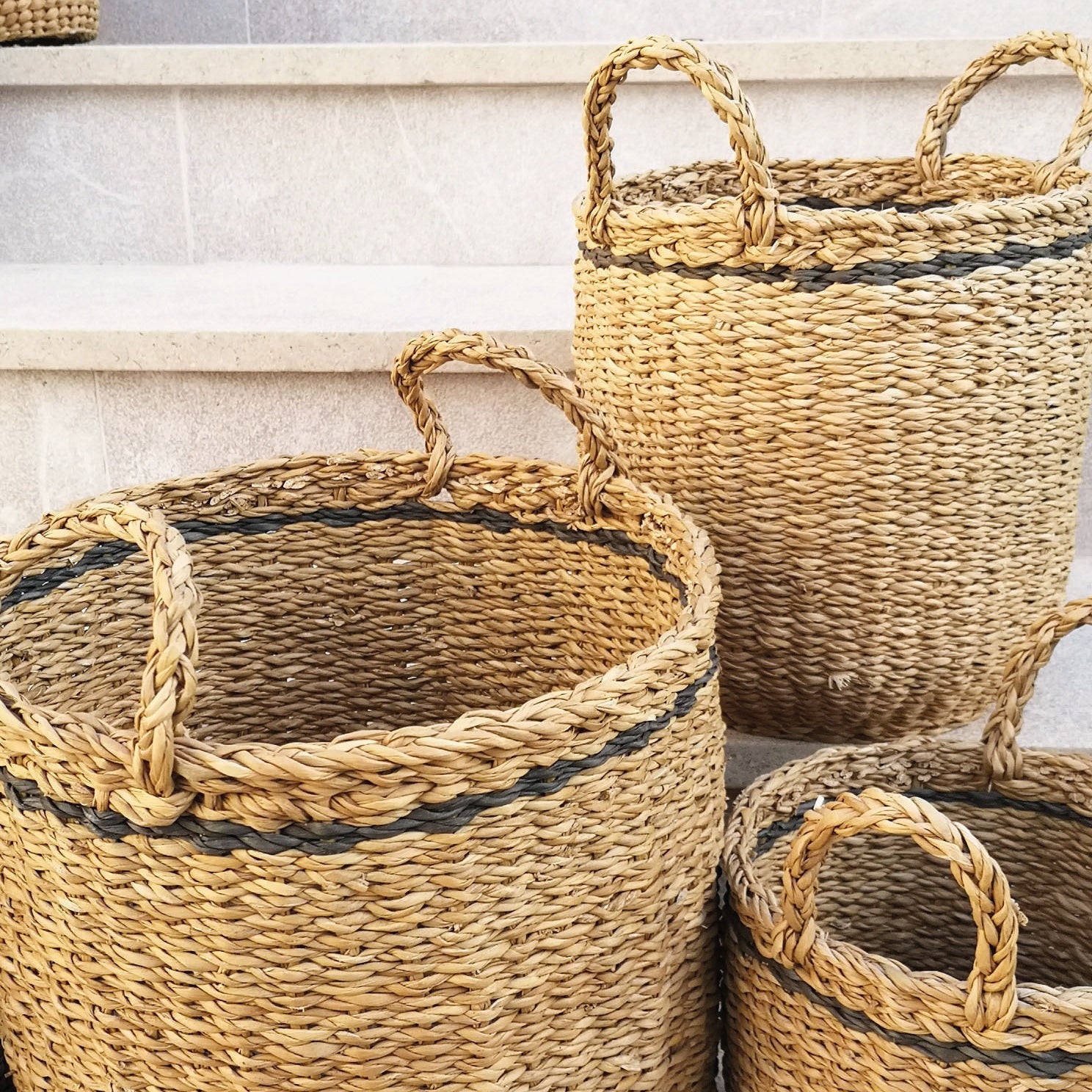 Hogla Tall Wicker Baskets (Set of 3)